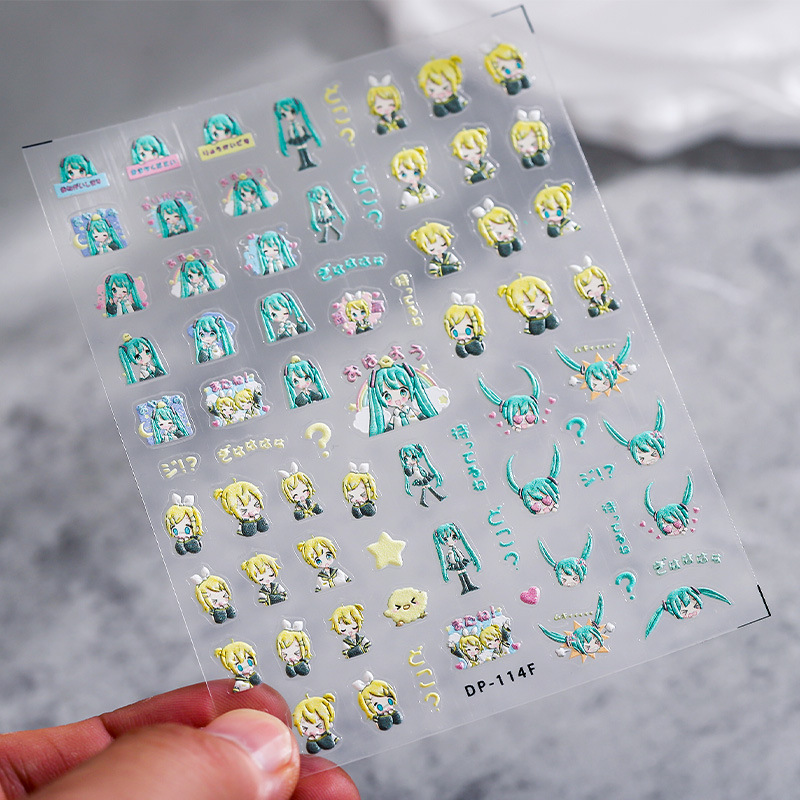 Anime Merchandise Nepal - 1 個初音ミク漫画ネイルアートステッカーネイルパーツ日本のアニメキャラクターネイルアートアクセサリーかわいい女の子ネイルチャーム