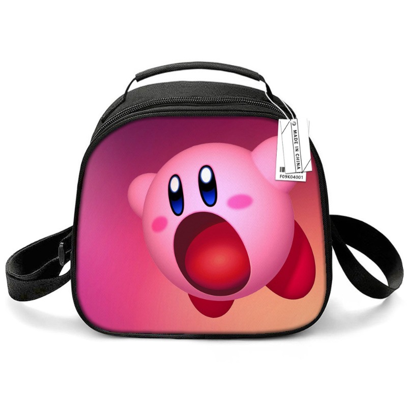 Anime Tote Bag - カービーゲームかわいい漫画プリント断熱ランチバッグポータブル食事容器サーマルバッグトートピクニックランチボックス