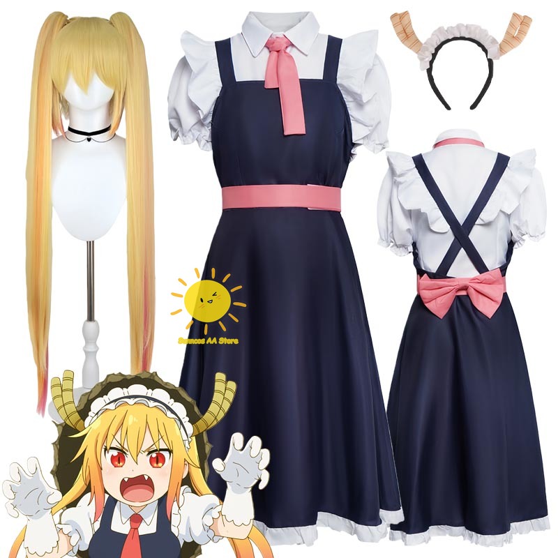 Anime Merchandise For Women - アニメ小林さんちのメイドラゴンコスプレトールコスプレ衣装ドレスシャツベルトトールスーツハロウィンカーニバルコス大人女性