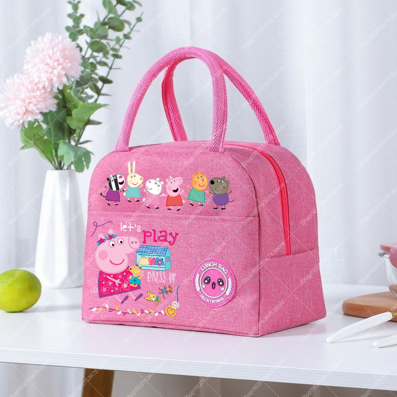 女の子アニメかわいいランチトート漫画ペッパピッグジップハンド - Anime Tote Bag のレビューと価格
