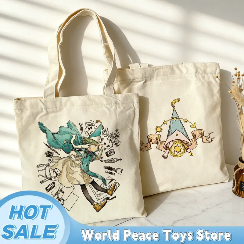 日本の魔女帽子アトリエキャンバスショッピングバッグ大容量収納 - Anime Tote Bag のレビューと価格